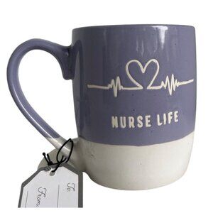 Nurse Life Mug Heart & Heartbeat Purple White Ceramic By Sheffield Home
